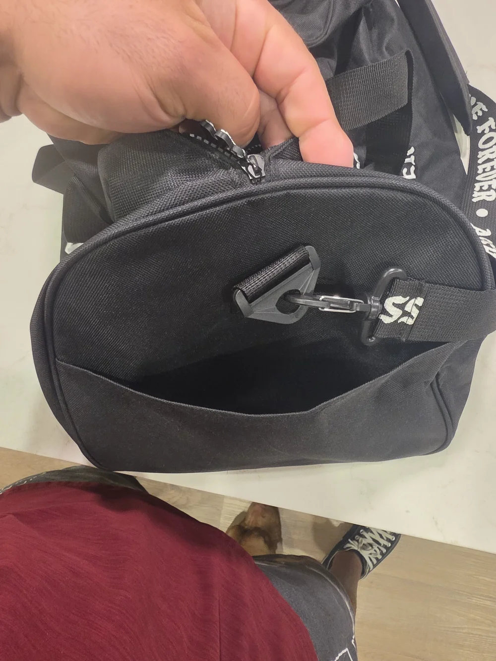 Men's Black Duffel Bag with 'Emotional Baggage' Graphic